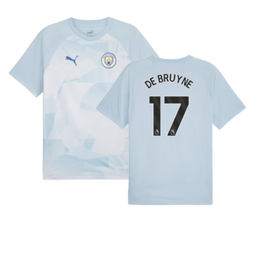 '23-'24 Man City Prematch Ss Jersey (Silver Sky) (De Bruyne 17) Polyester Kevin De Bruyne Manchester City Made By: Puma Men's Sky Blue Xxl