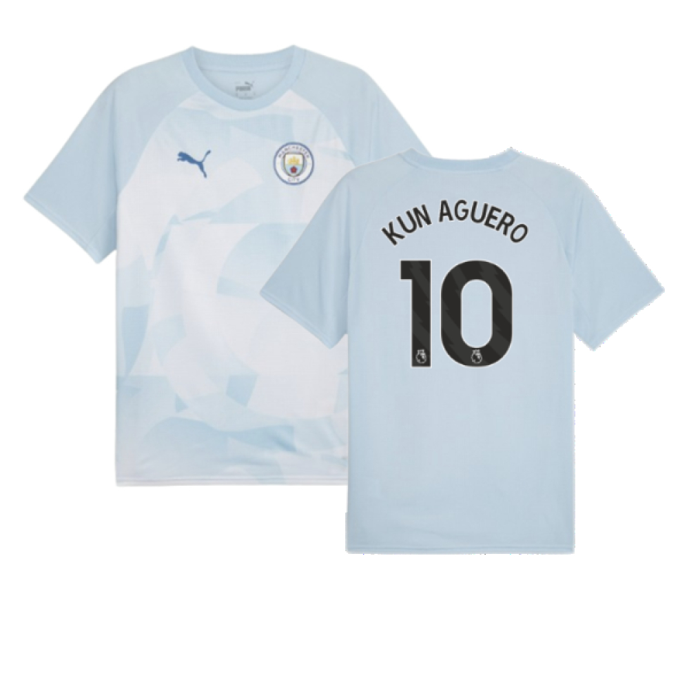 '23-'24 Man City Prematch Ss Jersey (Silver Sky) (Kun Aguero 10) Polyester Sergio Aguero Manchester City Made By: Puma Men's Sky Blue Xxl