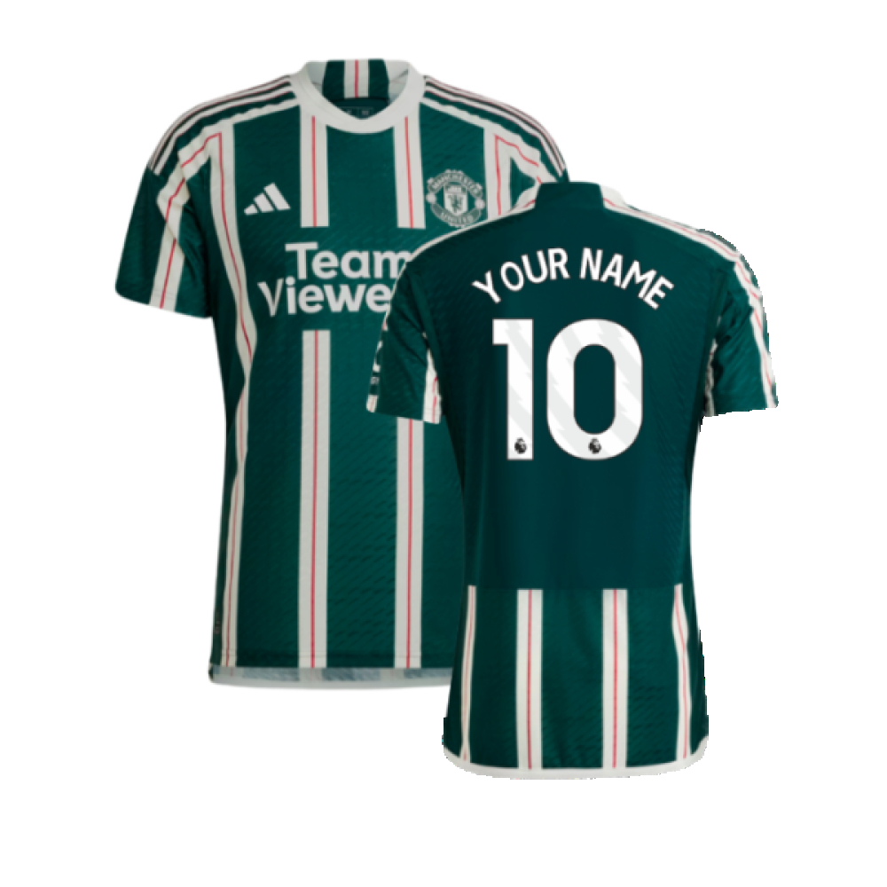 '23-'24 Man Utd Authentic Away Shirt (Your Name) Polyester Manchester United Made By: Adidas Men's Green Extra Small