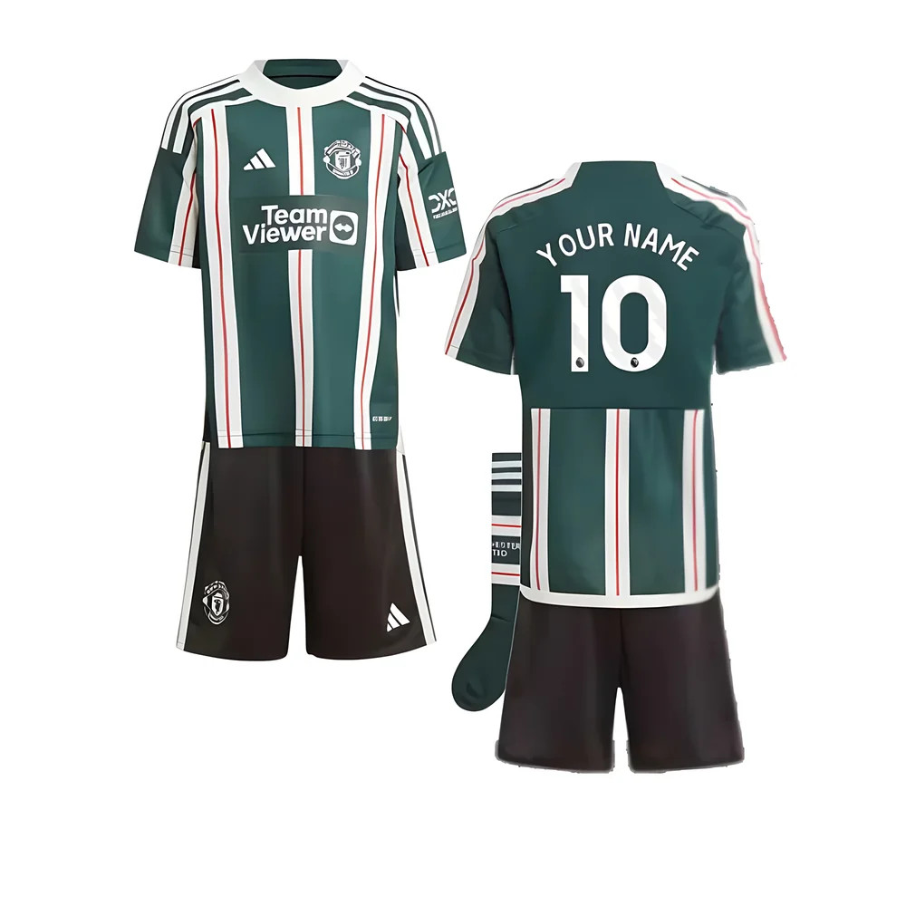 '23-'24 Man Utd Away Mini Kit (Your Name) Toddler's Polyester Manchester United Made By: Adidas Unisex Toddler Green 2-3 Toddler