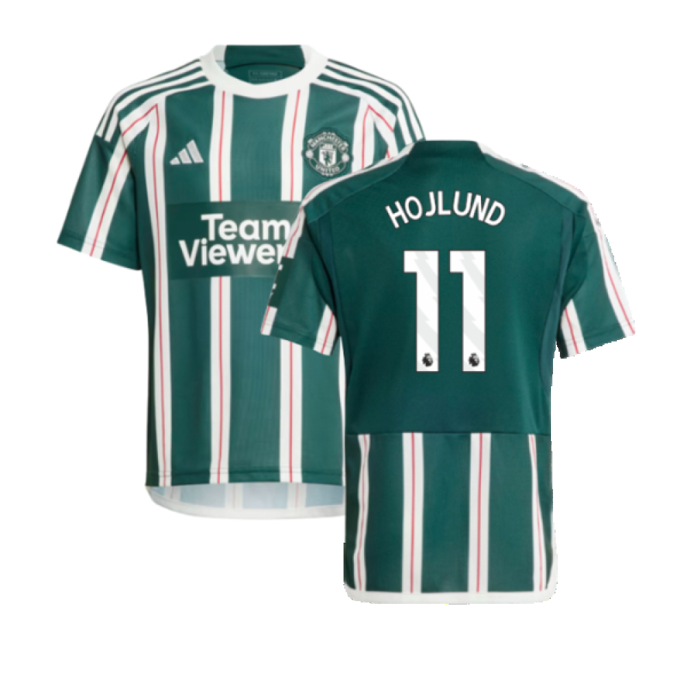 '23-'24 Man Utd Away Shirt (Kids) (Hojlund 11) Polyester Manchester United Made By: Adidas Unisex Kids Green Size 7-8