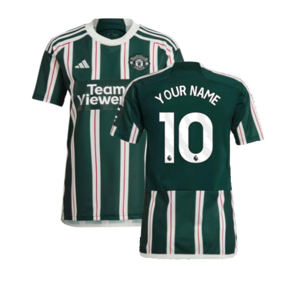 '23-'24 Man Utd Away Shirt (Your Name) Polyester Manchester United Made By: Adidas Men's Green Medium