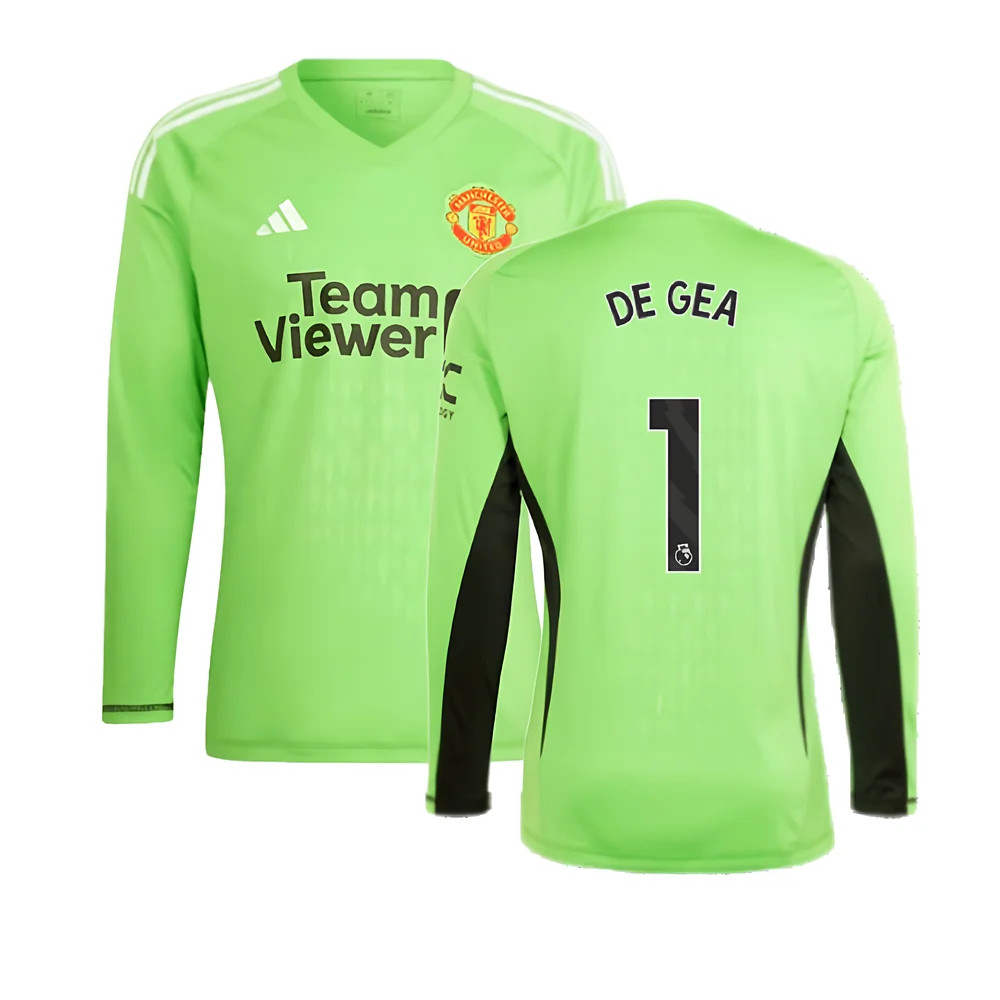 '23-'24 Man Utd Home Goalkeeper Shirt (Solar ) (De Gea 1) Polyester David De Gea Manchester United Made By: Adidas Men's Green Xxl