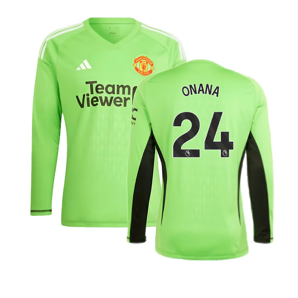 '23-'24 Man Utd Home Goalkeeper Shirt (Solar ) (Onana 24) Polyester Manchester United Made By: Adidas Men's Green Xxl