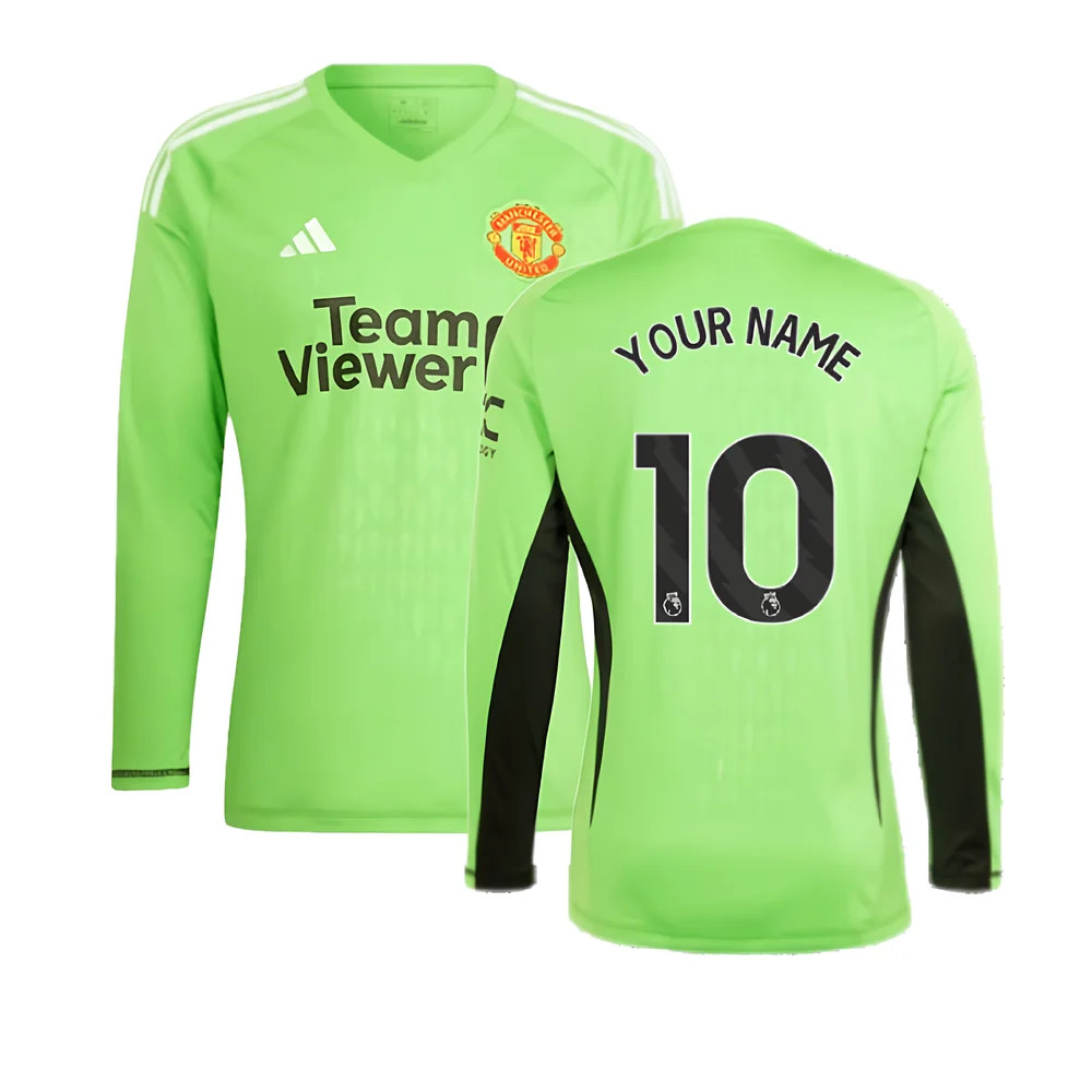 '23-'24 Man Utd Home Goalkeeper Shirt (Solar ) (Your Name) Polyester Manchester United Made By: Adidas Men's Green Xxl