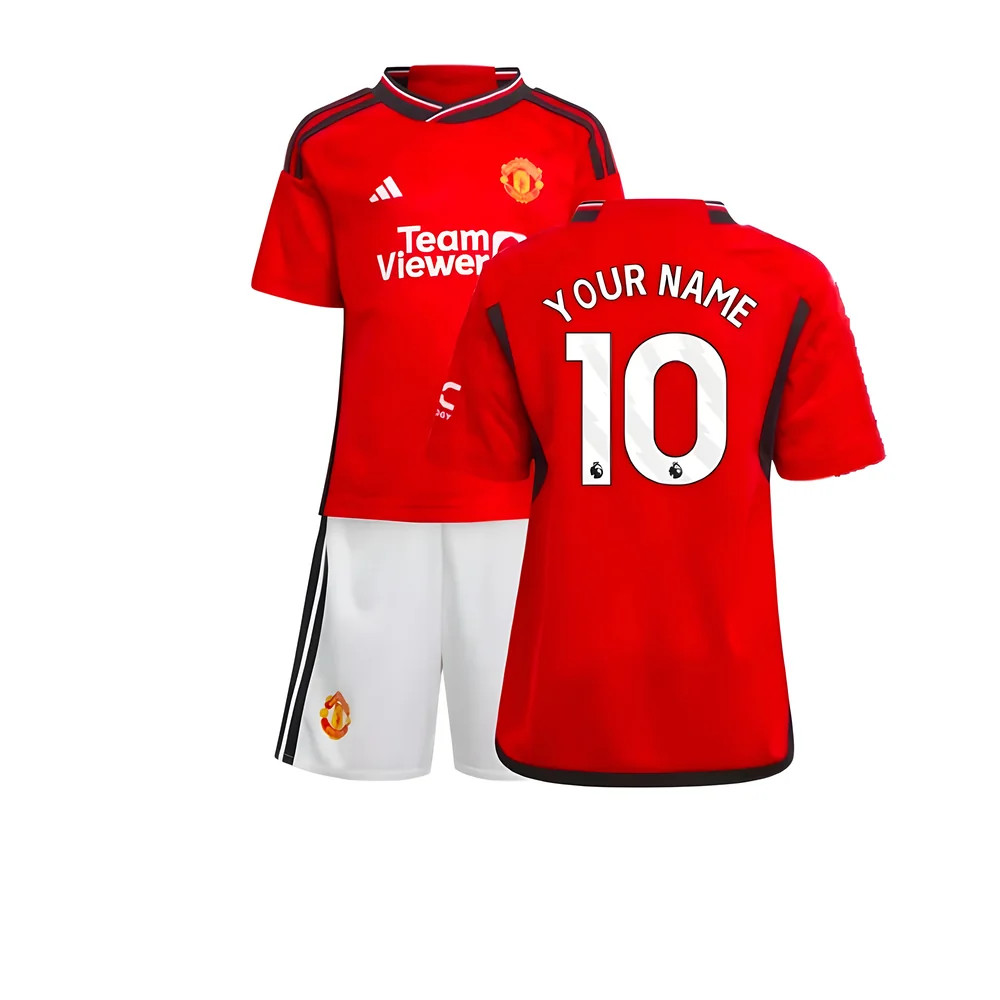'23-'24 Man Utd Home Mini Kit (Your Name) Toddler's 2-3 Toddler Polyester Manchester United Made By: Adidas Unisex Toddler Red 18-24 Mo