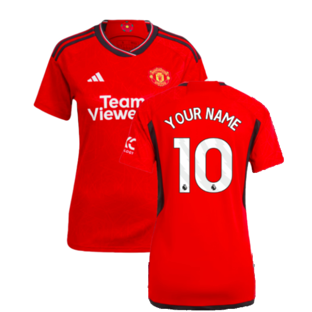 '23-'24 Man Utd Home Shirt () (Your Name) Polyester Manchester United Made By: Adidas Women's Red Medium