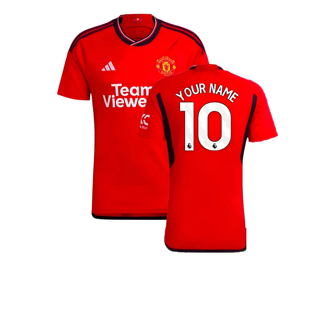 '23-'24 Man Utd Home Shirt (Your Name) Polyester Manchester United Made By: Adidas Men's Red 3XL