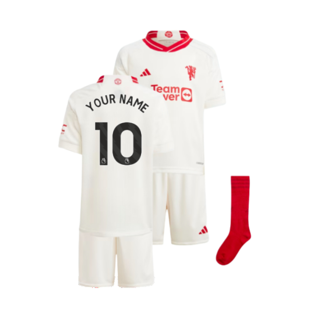 '23-'24 Man Utd Third Mini Kit (Your Name) Toddler's Polyester Manchester United Made By: Adidas Unisex Toddler White 2-3 Toddler