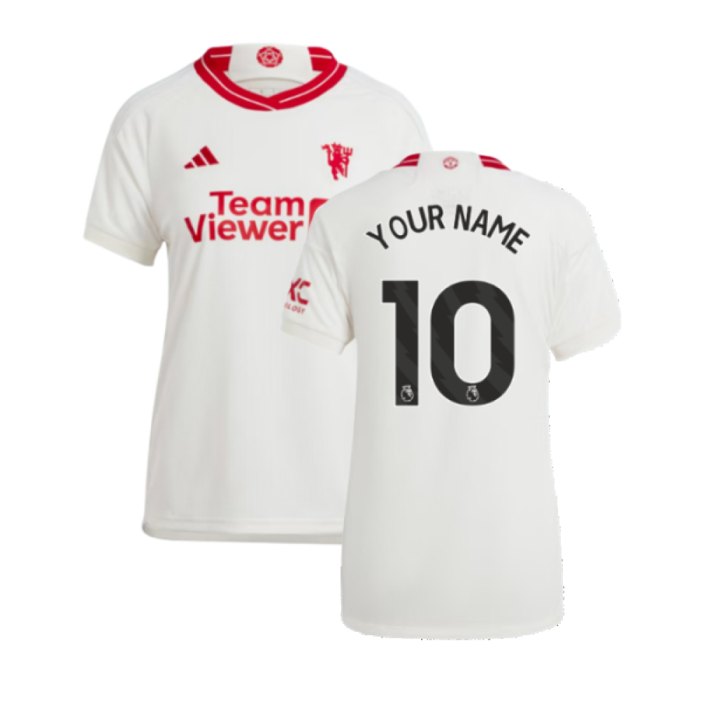'23-'24 Man Utd Third Shirt () (Your Name) Polyester Manchester United Made By: Adidas Women's White Extra Small