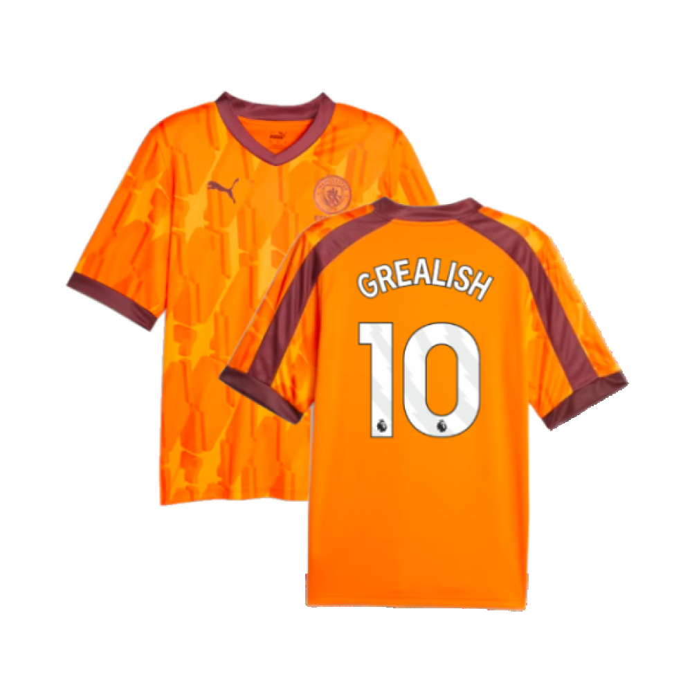 '23-'24 Manchester City Esports Jersey (Orange) (Grealish 10) Polyester Jack Grealish Made By: Puma Men's Orange Xxl