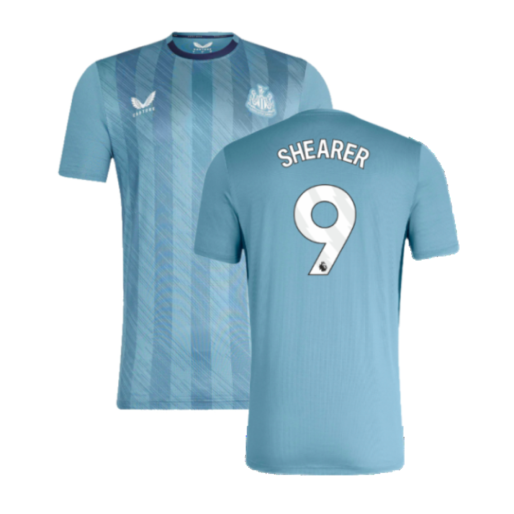 '23-'24 Newcastle Players Training Short Sleeve Tee (Bluestone) (Shearer 9) Polyester Made By: Castore Men's Blue Small