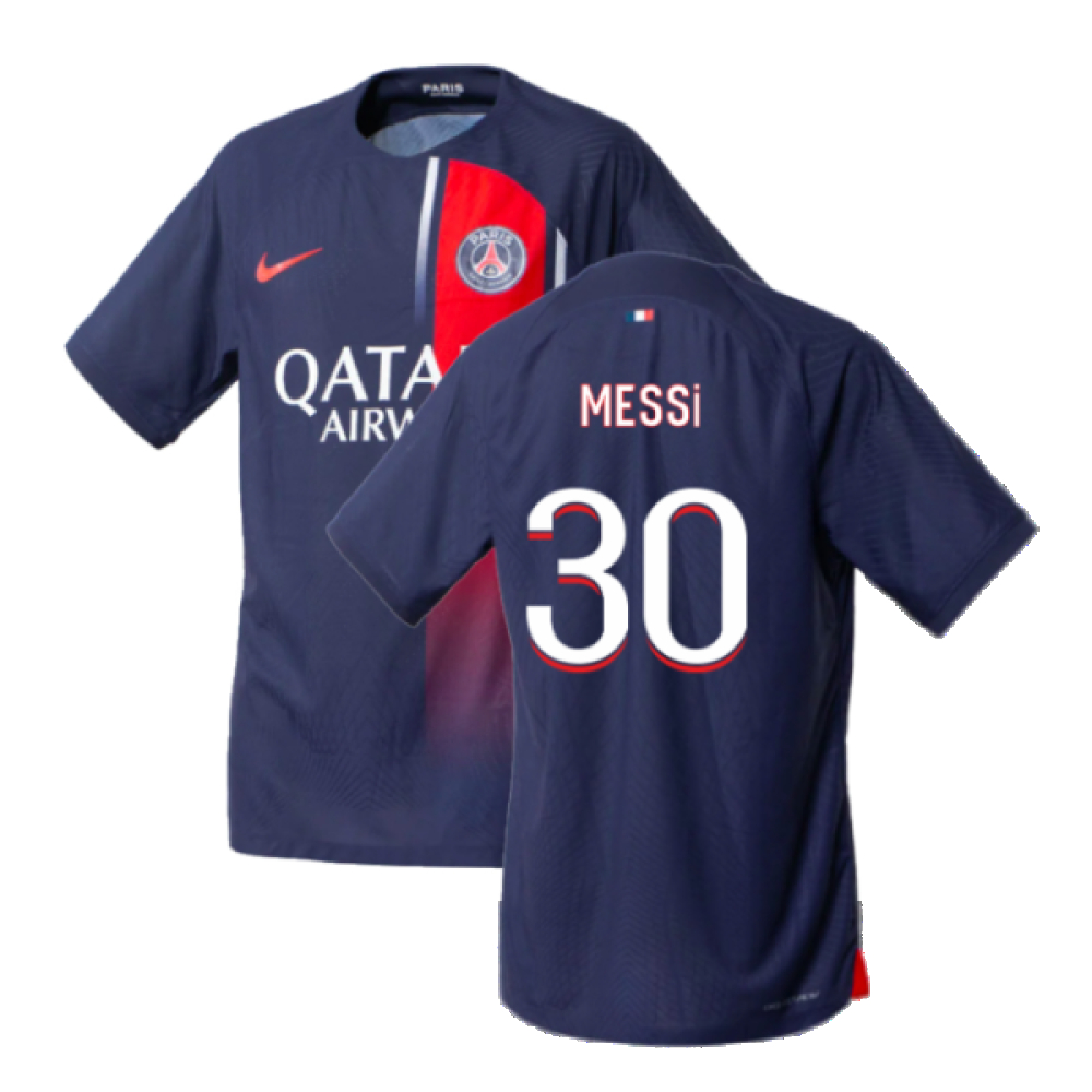 '23-'24 Psg Home Match Authentic Shirt (Messi 30) Polyester Made By: Nike Men's Navy Large