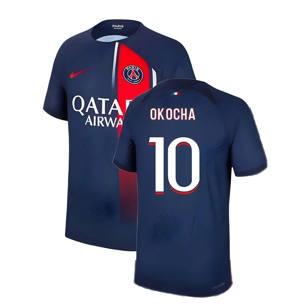 '23-'24 Psg Home Shirt (Okocha 10) Polyester Made By: Nike Men's Navy Extra Large