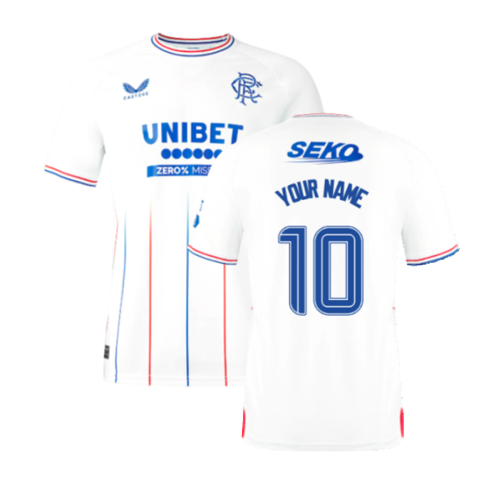 '23-'24 Rangers Away Shirt (Your Name) Polyester Made By: Castore Men's White Large