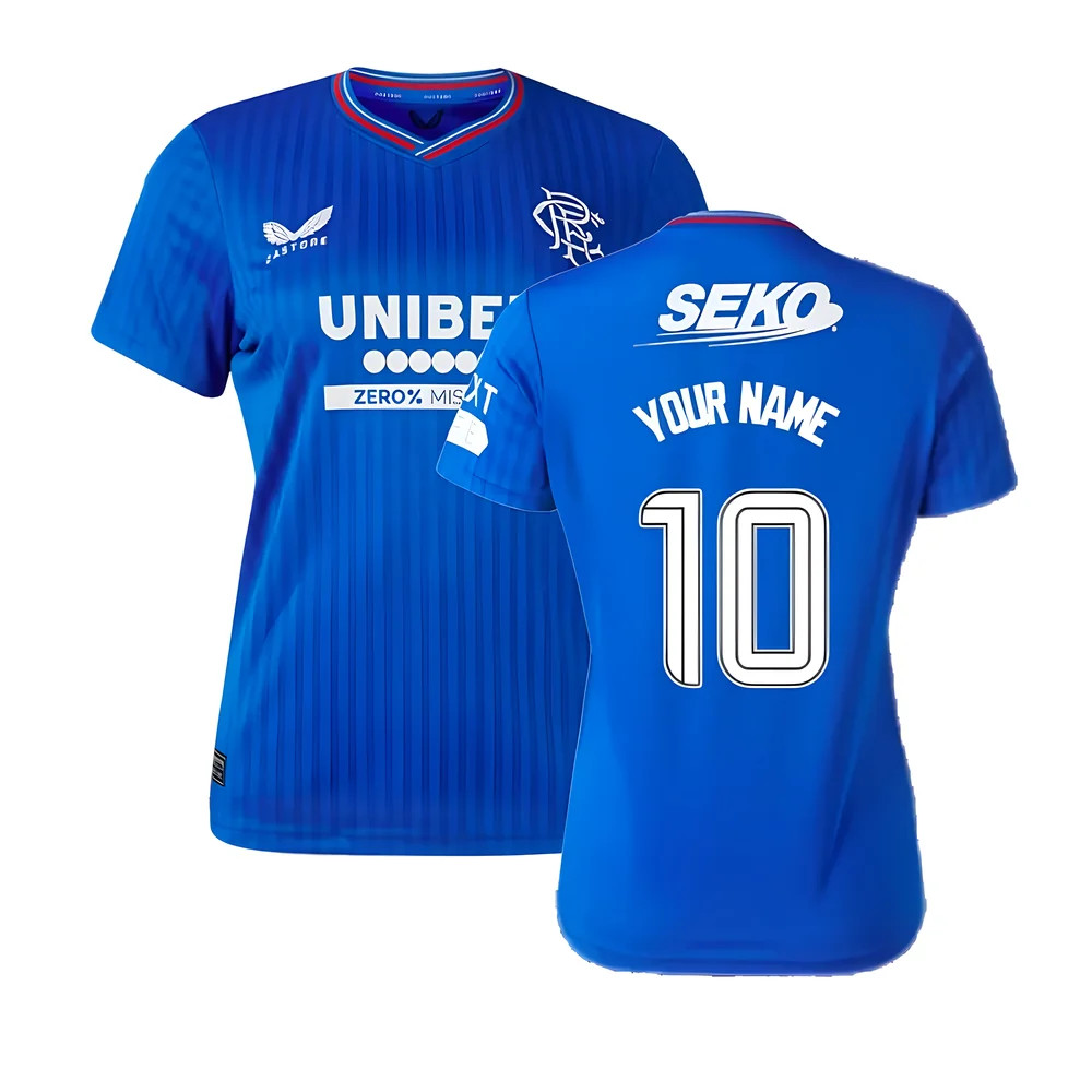 '23-'24 Rangers Home Shirt () (Your Name) Polyester Made By: Castore Women's Blue Medium