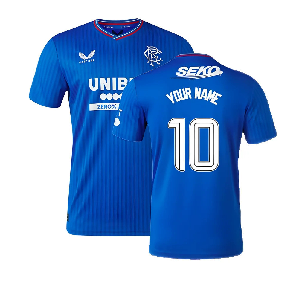 '23-'24 Rangers Home Shirt (Your Name) Polyester Made By: Castore Men's Blue Medium