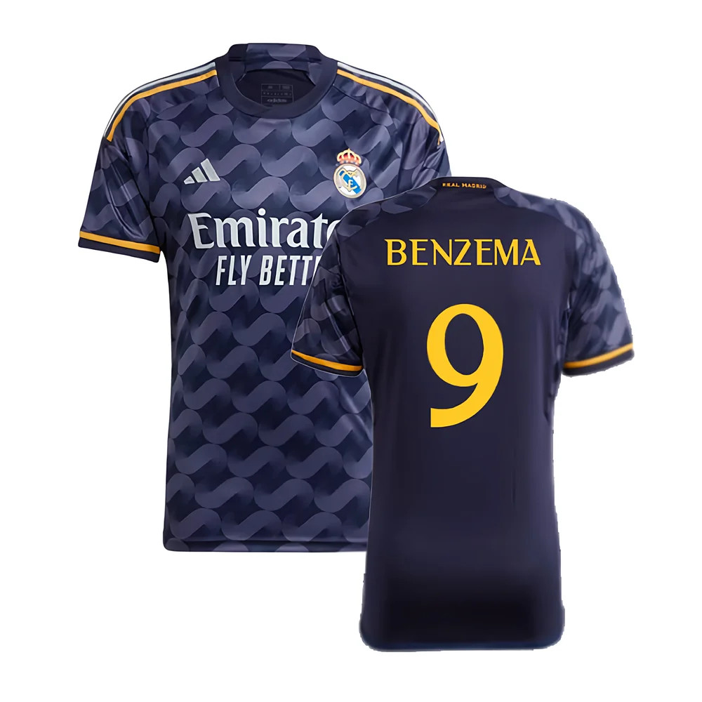 '23-'24 Real Madrid Away Shirt (Benzema 9) Polyester Made By: Adidas Men's Navy Xxl