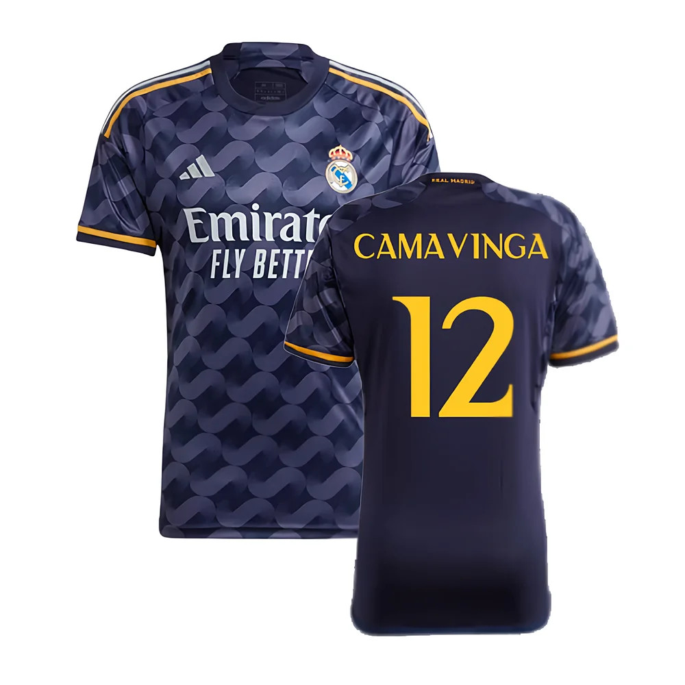 '23-'24 Real Madrid Away Shirt (Camavinga 12) Polyester Eduardo Carnavinga Made By: Adidas Men's Navy Medium