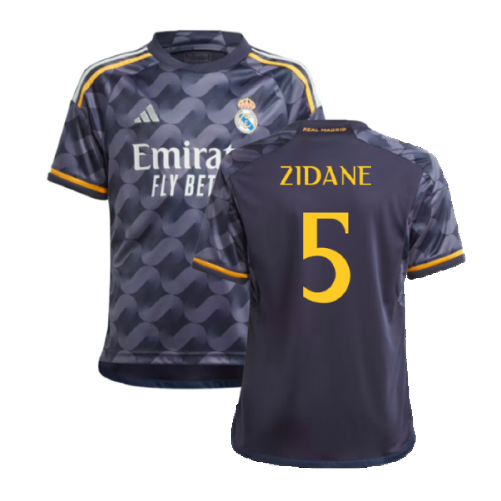 '23-'24 Real Madrid Away Shirt (Kids) (Zidane 5) Polyester Made By: Adidas Unisex Kids Navy Size 15-16