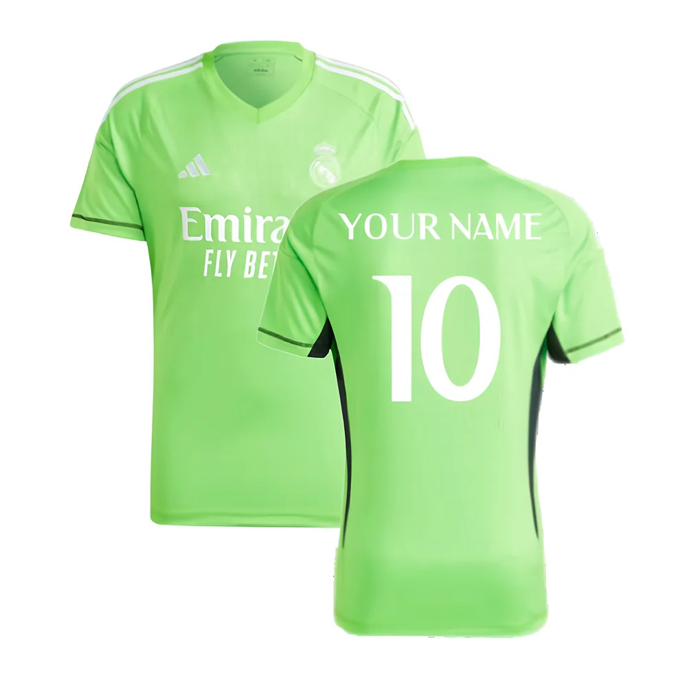 '23-'24 Real Madrid Home Goalkeeper Shirt (Solar ) (Your Name) Polyester Made By: Adidas Men's Green Xxl