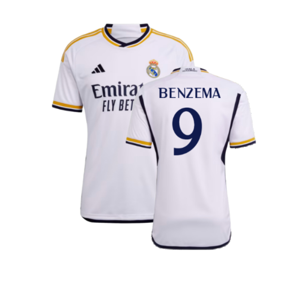 '23-'24 Real Madrid Home Shirt (Benzema 9) Polyester Made By: Adidas Men's White Xxl