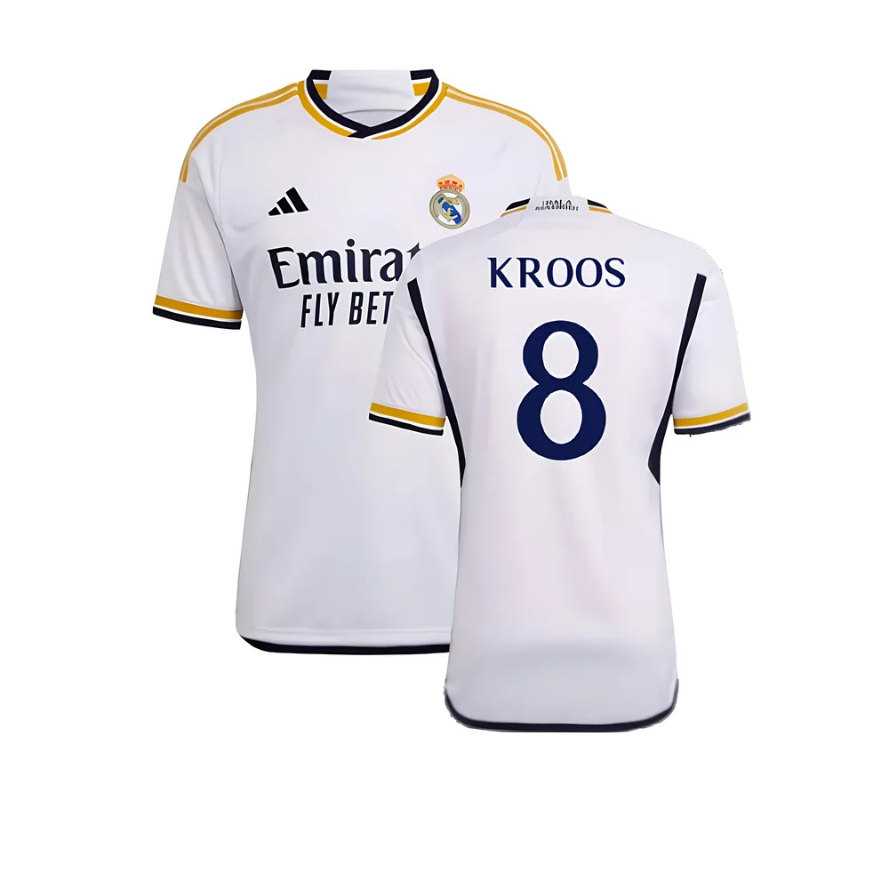 '23-'24 Real Madrid Home Shirt (Kroos 8) Polyester Made By: Adidas Men's White 3XL