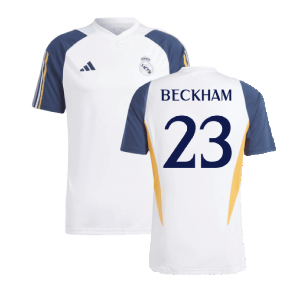 '23-'24 Real Madrid Training Shirt (White) (Beckham 23) Polyester Made By: Adidas Men's White Xxl