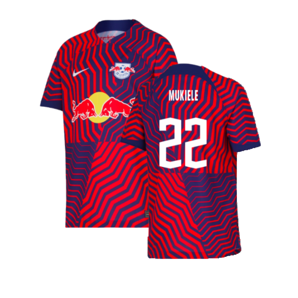 '23-'24 Bull Leipzig Away Shirt (Kids) (Mukiele 22) Polyester Made By: Nike Unisex Kids Red Medium