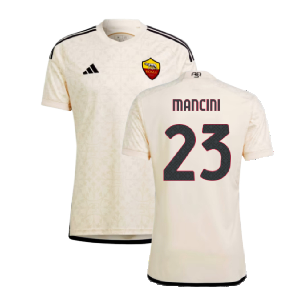 '23-'24 Roma Away Shirt (Mancini 23) Polyester Gianluca Mancini Made By: Adidas Men's Cream Xxl