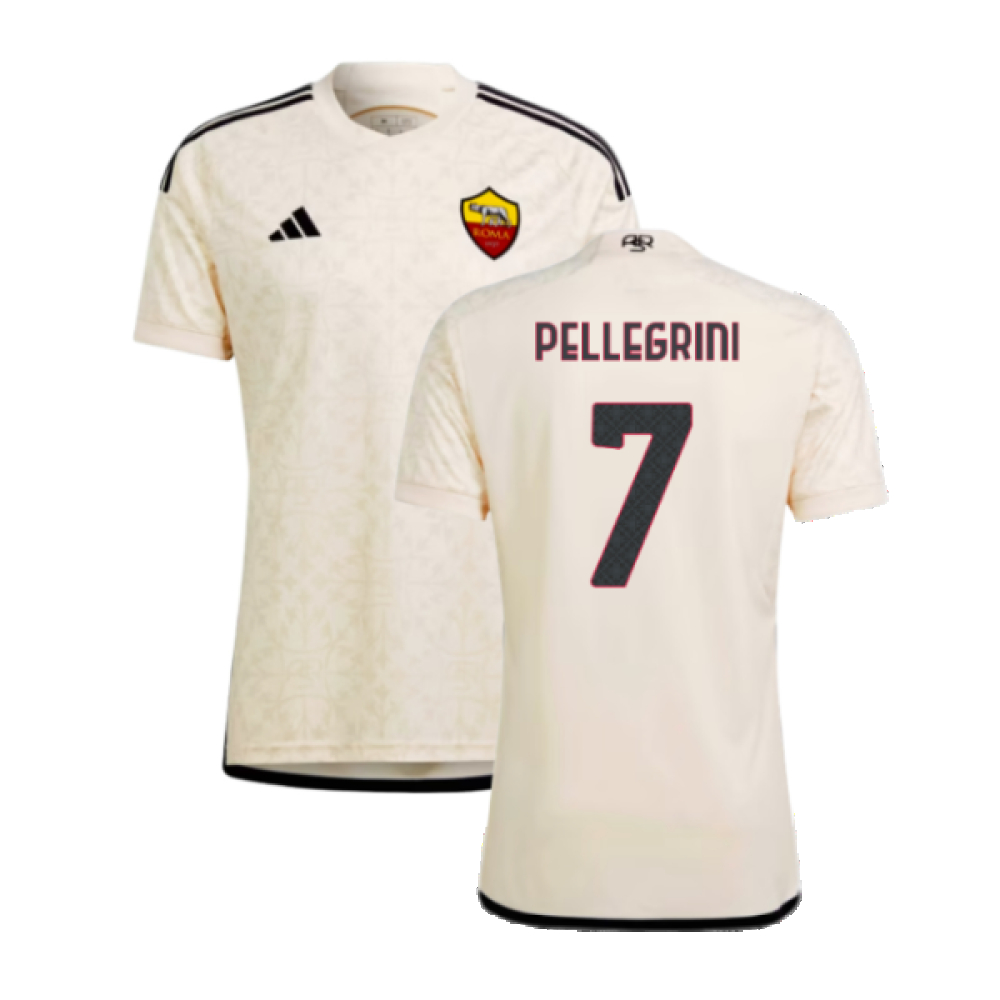 '23-'24 Roma Away Shirt (Pellegrini 7) Polyester Lorenzo Pellegrini Made By: Adidas Men's Cream 3XL