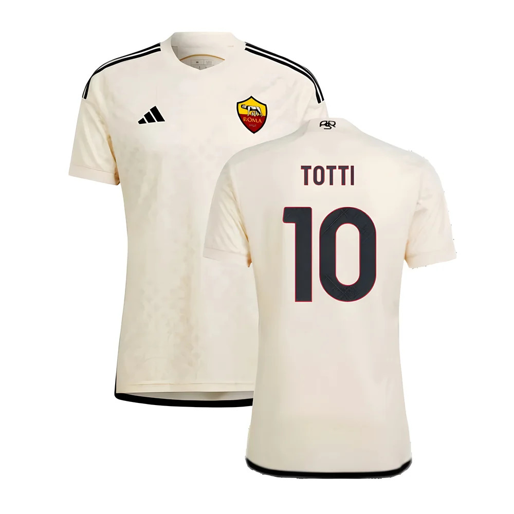 '23-'24 Roma Away Shirt (Totti 10) Polyester Francesco Totti Made By: Adidas Men's Cream 3XL