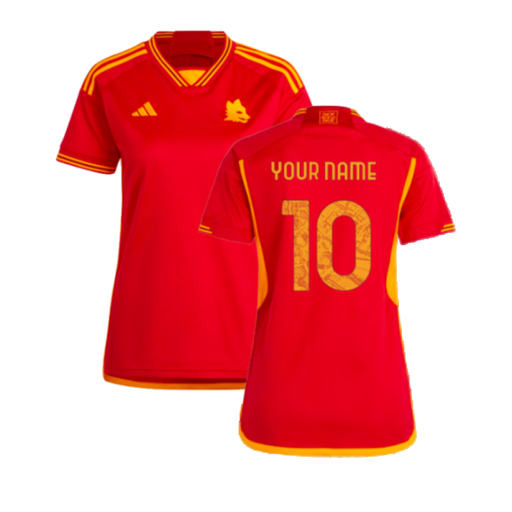 '23-'24 Roma Home Shirt () (Your Name) Polyester Made By: Adidas Women's Red Extra Small