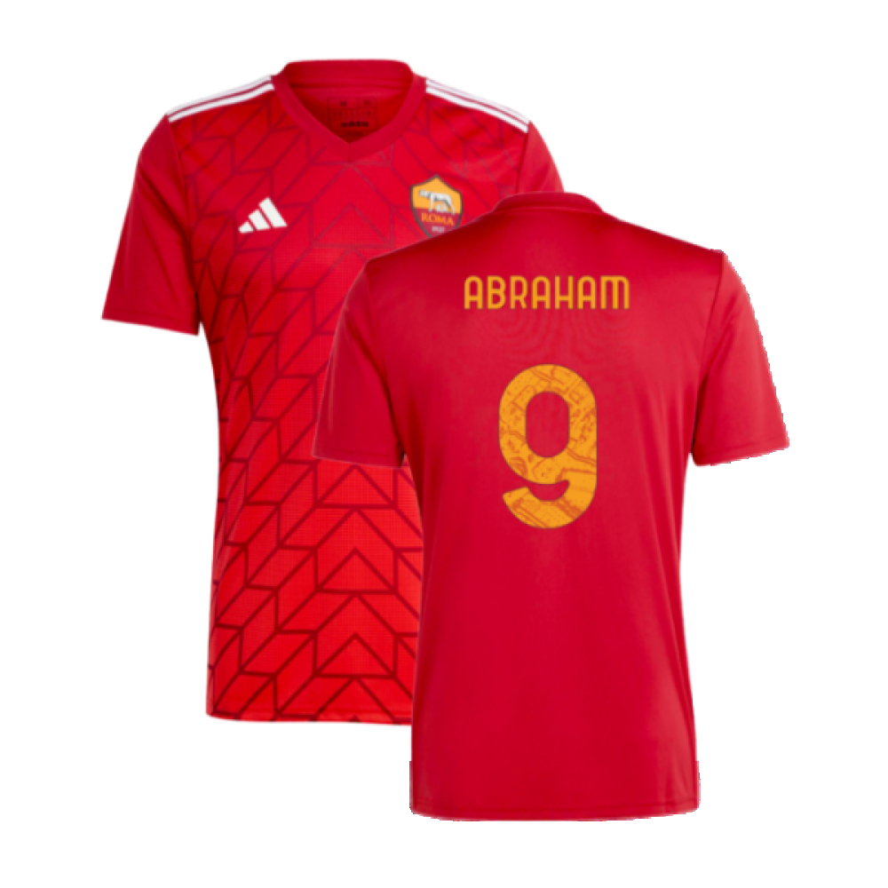 '23-'24 Roma Icon Pre-Match Shirt (Red) (Abraham 9) Polyester Tammy Abraham Made By: Adidas Men's Red Xxl