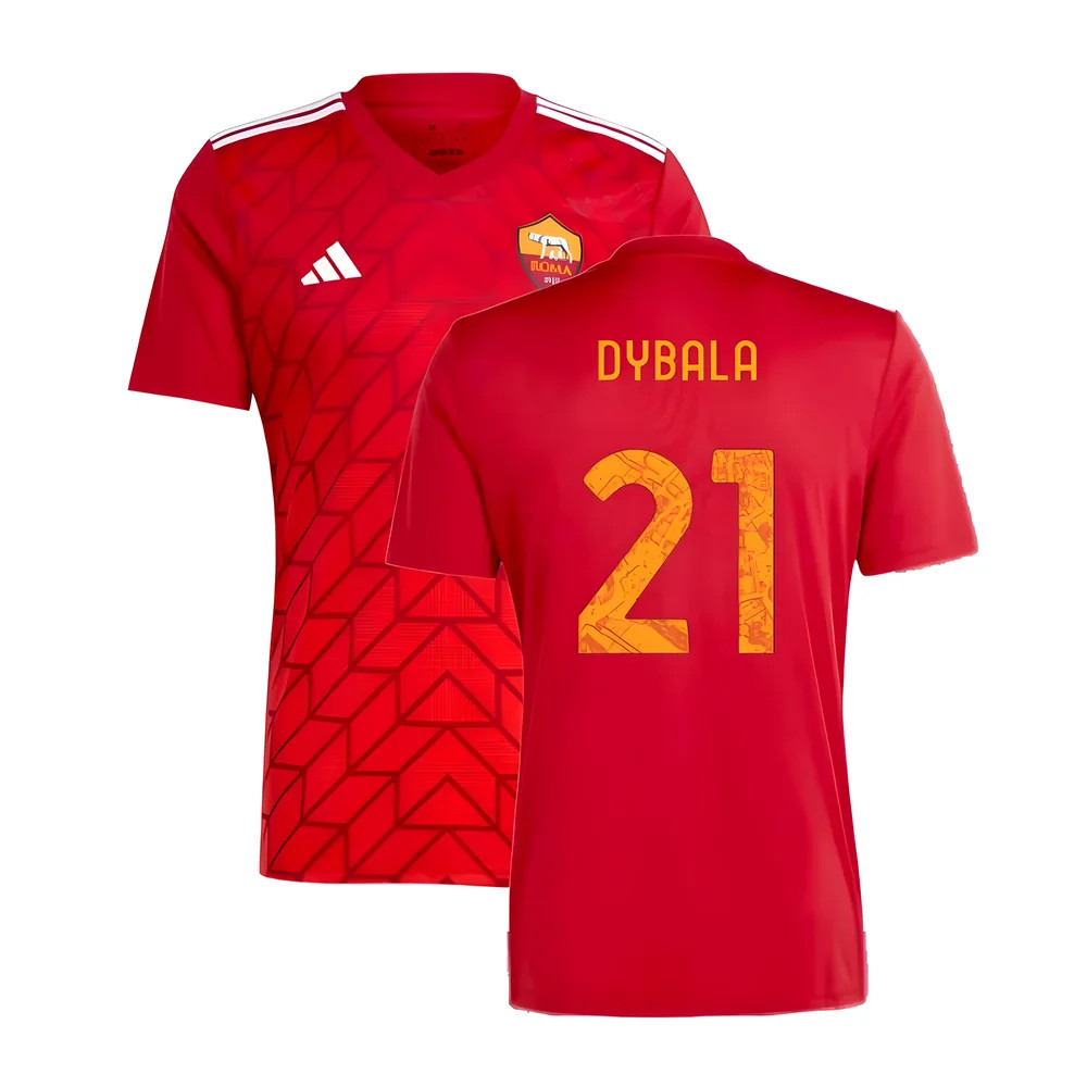 '23-'24 Roma Icon Pre-Match Shirt (Red) (Dybala 21) Polyester Paulo Dybala Made By: Adidas Men's Red Xxl