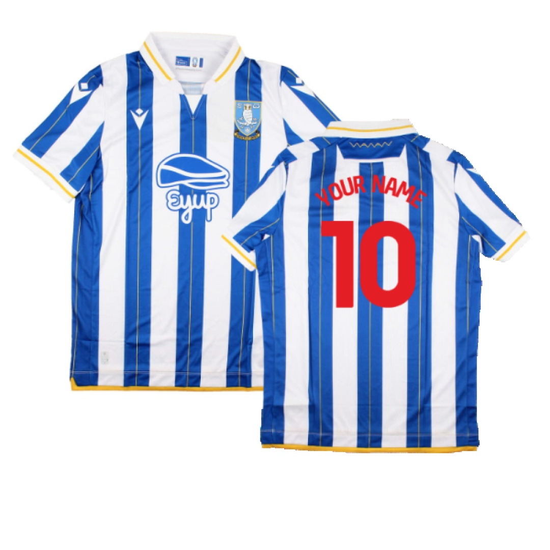 '23-'24 Sheffield Wednesday Home Shirt (Your Name) Polyester Made By: Macron Men's Blue Extra Large