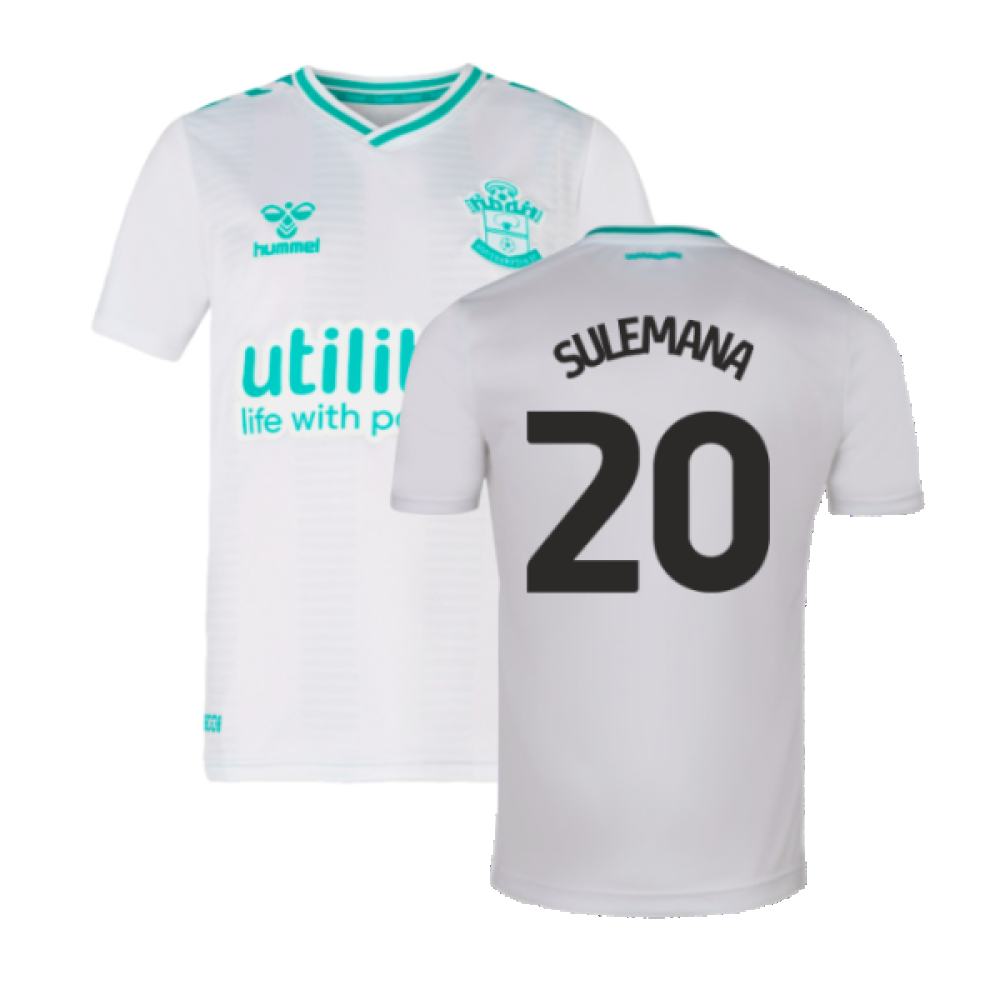 '23-'24 Southampton Away Shirt (Kids) (Sulemana 20) Polyester Kamaldeen Sulemana Made By: Hummel Unisex Kids White Xxl