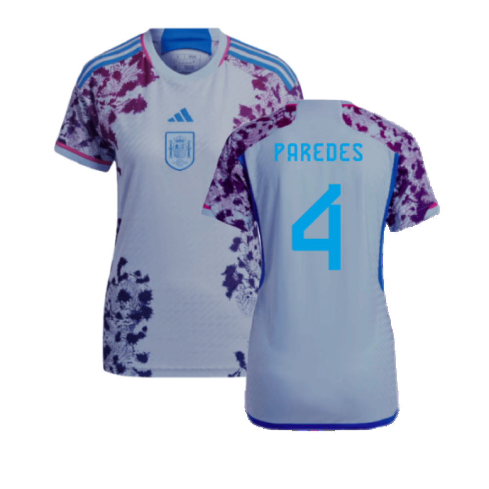 '23-'24 Spain Authentic Away Jersey - (Paredes 4) Polyester Made By: Adidas Women's Blue Extra Small