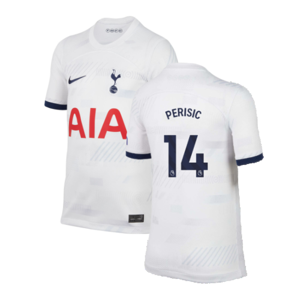 '23-'24 Tottenham Home Shirt (Kids) (Perisic 14) Polyester Made By: Nike Unisex Kids White Medium