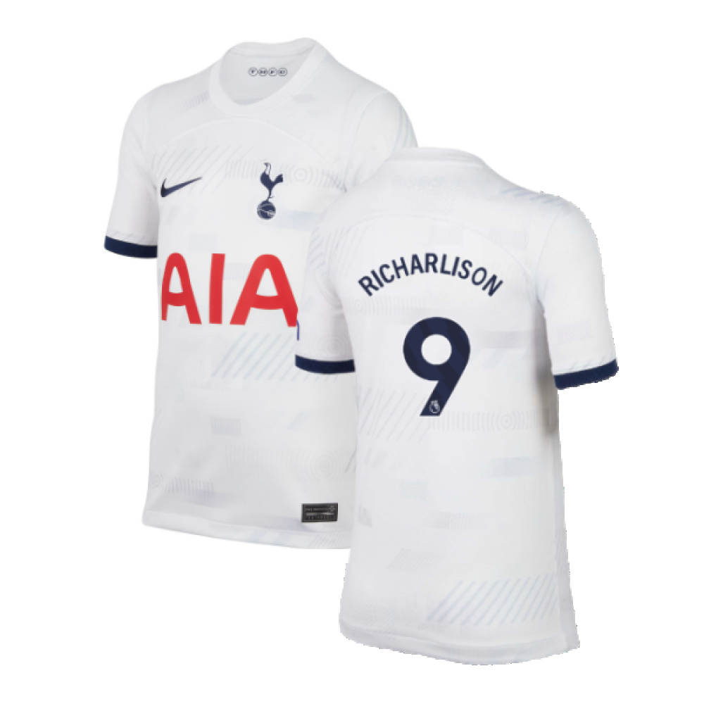 '23-'24 Tottenham Home Shirt (Kids) (Richarlison 9) Polyester Made By: Nike Unisex Kids White Small