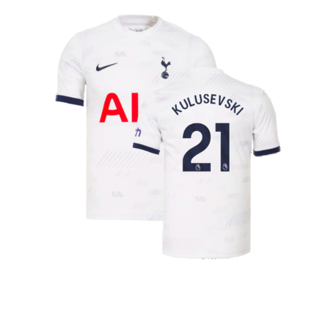 '23-'24 Tottenham Hotspur Home Shirt (Kulusevski 21) Polyester Made By: Nike Men's White Extra Small