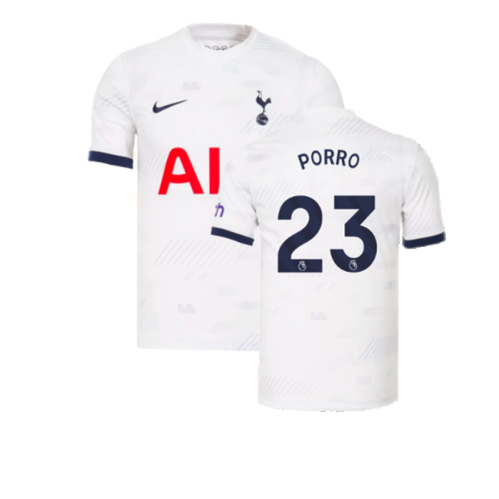 '23-'24 Tottenham Hotspur Home Shirt (Porro 23) Polyester Made By: Nike Men's White Extra Small