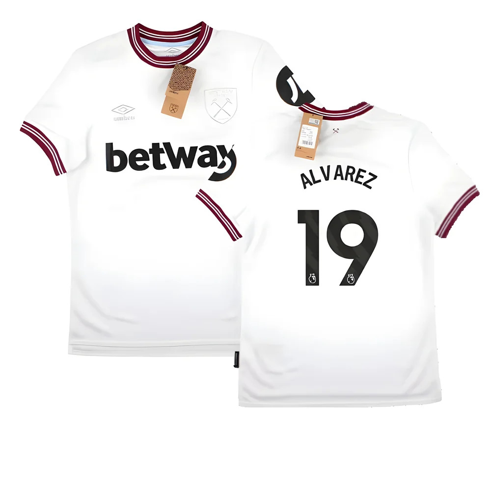 '23-'24 West Ham United Away Shirt (Alvarez 19) Polyester Edson Alvarez Made By: Umbro Men's White 3XL
