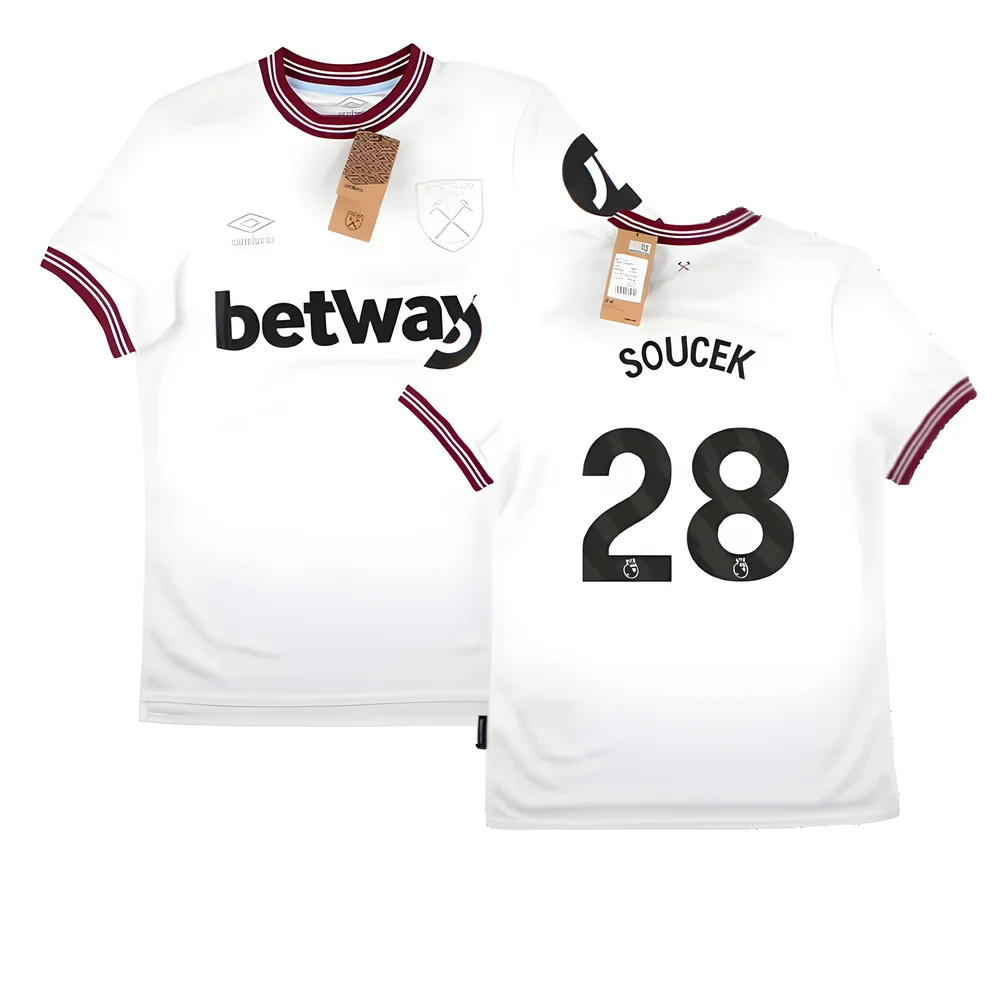 '23-'24 West Ham United Away Shirt (Soucek 28) Polyester Tomas Soucek Made By: Umbro Men's White 3XL