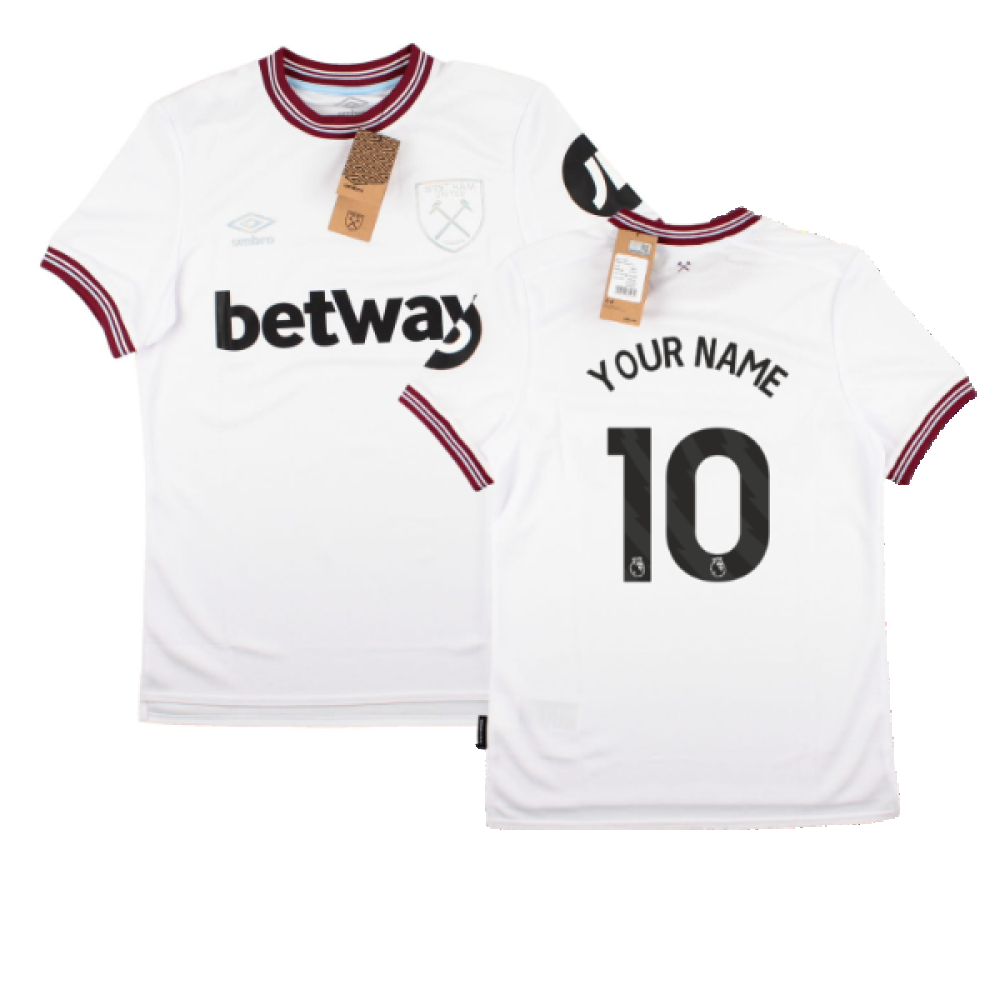 '23-'24 West Ham United Away Shirt (Your Name) Polyester Made By: Umbro Men's White 3XL