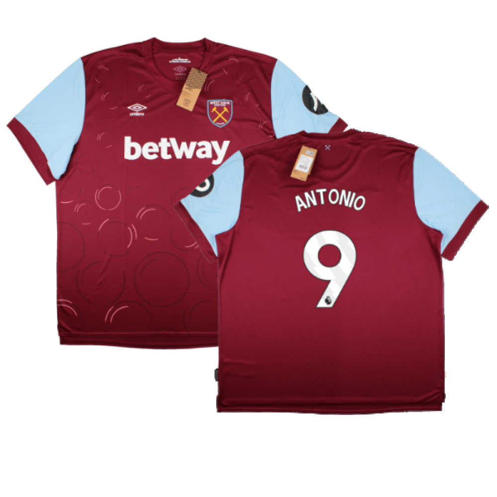 '23-'24 West Ham United Home Shirt (Antonio 9) Polyester Michail Antonio Made By: Umbro Men's Claret Extra Large