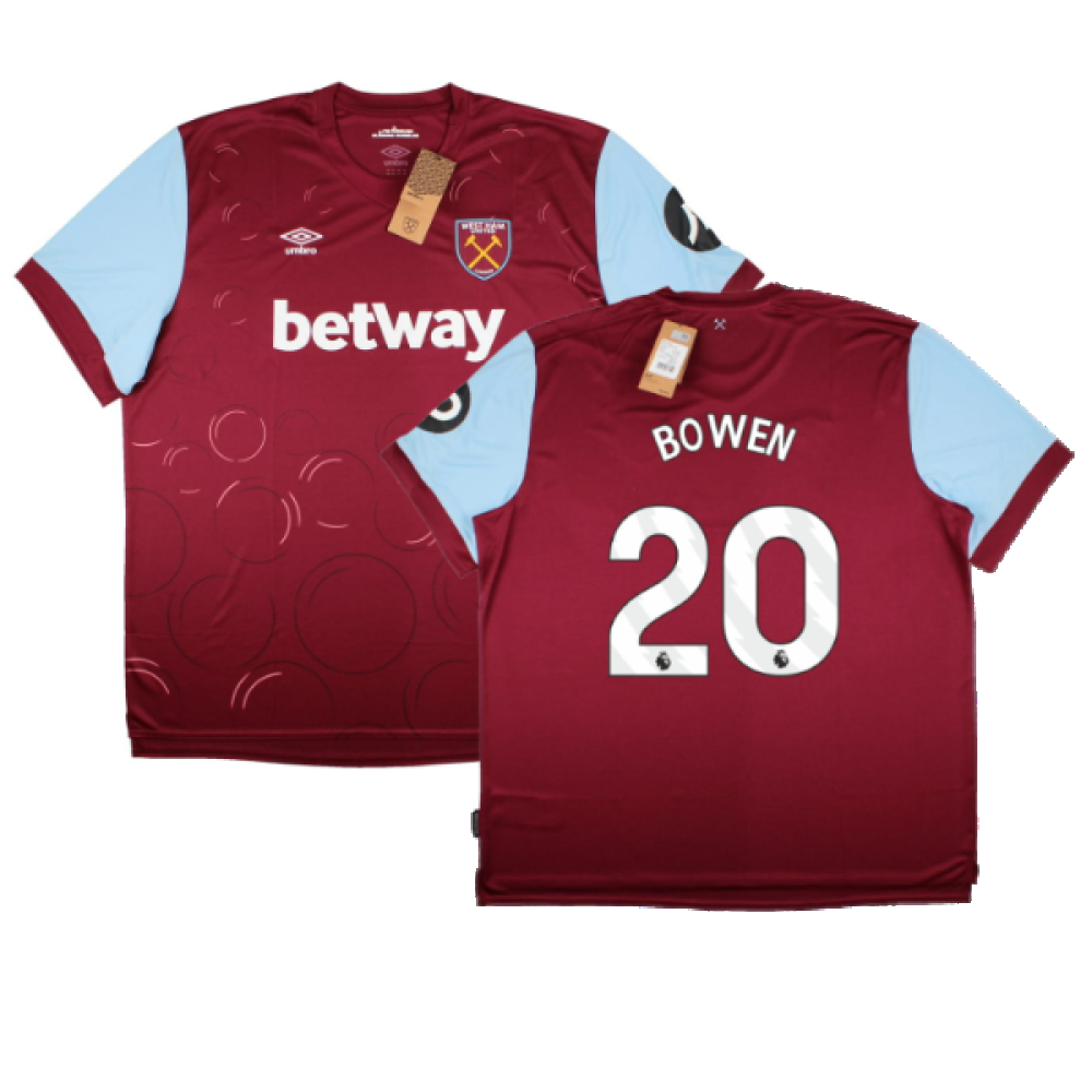 '23-'24 West Ham United Home Shirt (Bowen 20) Polyester Jarrod Bowen Made By: Umbro Men's Claret Medium