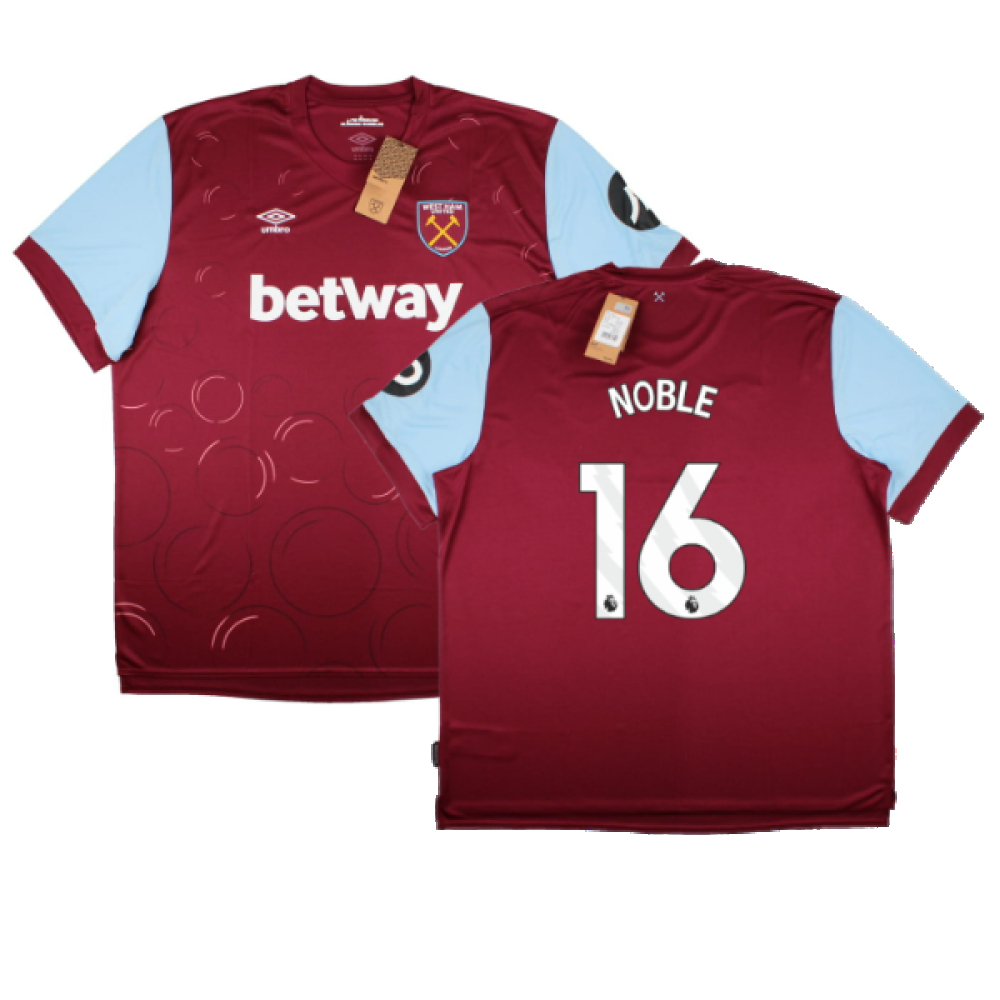 '23-'24 West Ham United Home Shirt (Noble 16) Polyester Mark Noble Made By: Umbro Men's Claret Medium