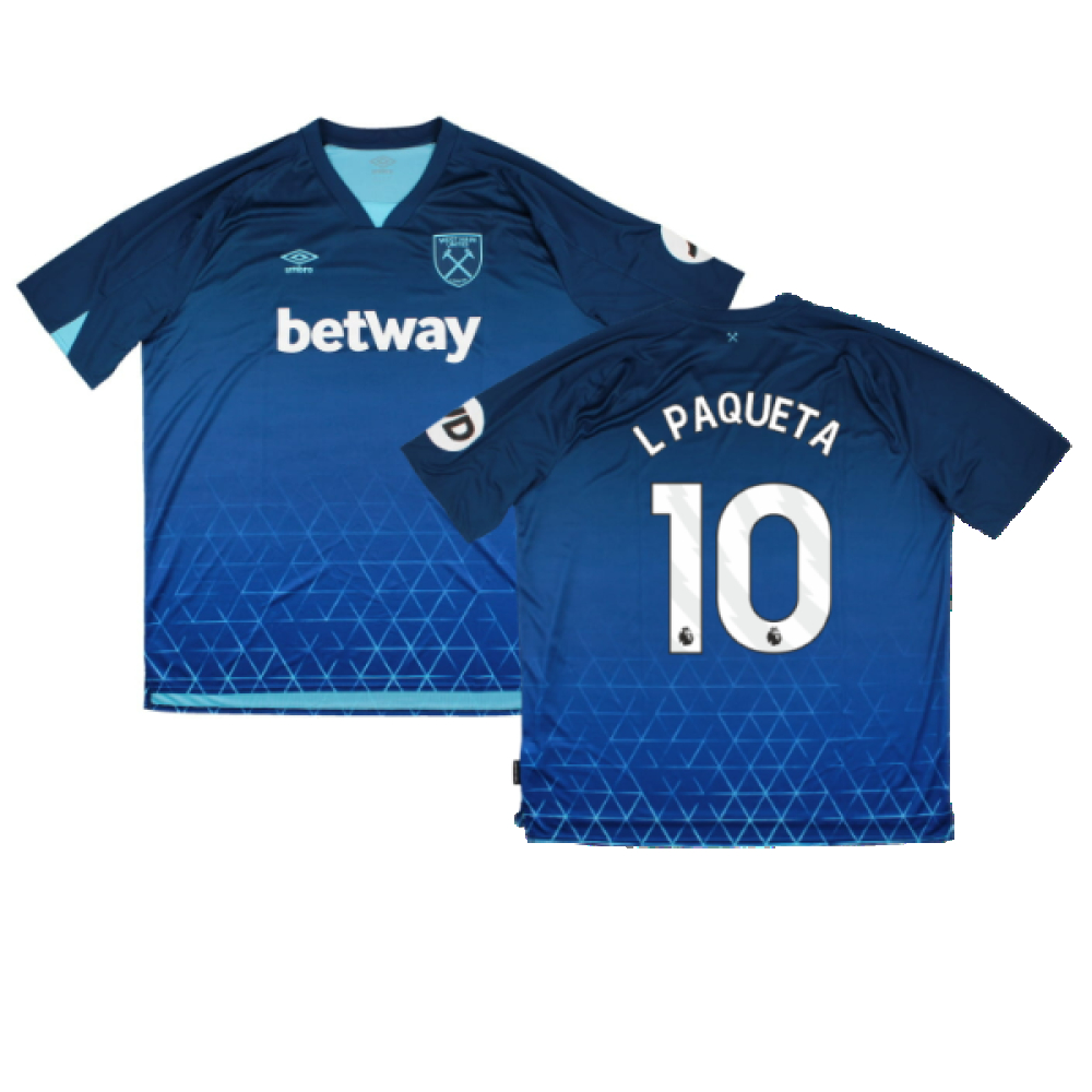 '23-'24 West Ham United Third Shirt (L Paqueta 10) Polyester Lucas Paquetá Made By: Umbro Men's Blue 3XL