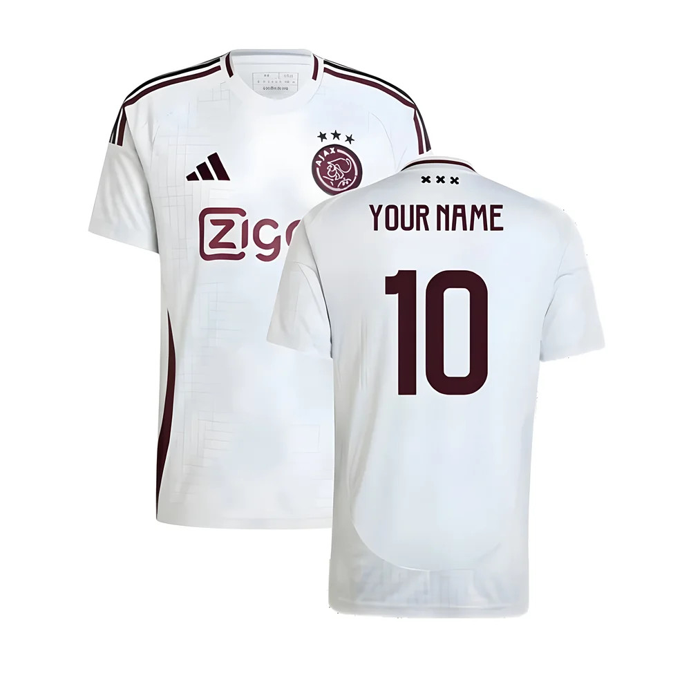 '24-'25 Ajax Third Shirt (Your Name) Polyester Made By: Adidas Men's White Extra Large
